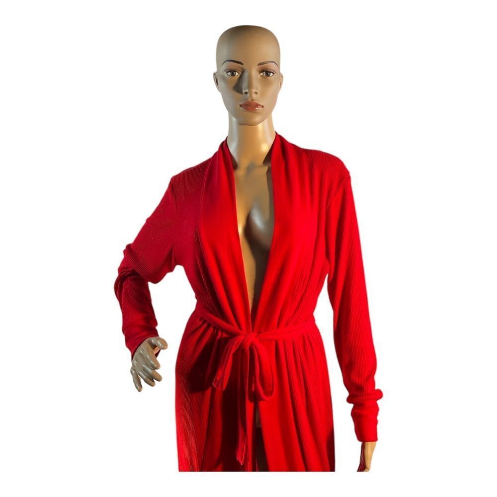 PJ Salvage RITER  Women’s Textured Essentials Ribbed Robe Heather Red Size M - Picture 2 of 15